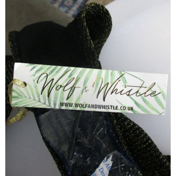 ASOS Wolf & Whistle Metallic Gold High Waist Bikini Bottom Size 8 NWT Beach - Picture 5 of 6